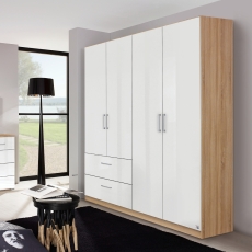 Mansfield 4 Door 2 Drawer Wardrobe Sonoma Oak & High Polish White
