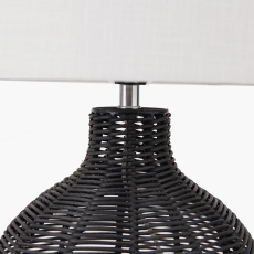 Caswell Rattan Cloche Table Lamp with Shade Black