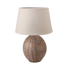 Raffles Large Rattan Cream Wash Table Lamp With Shade