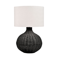 Allona Black Rattan Table Lamp with Shade