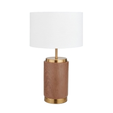 Carrara Wood Effect Ceramic Table Lamp with Shade