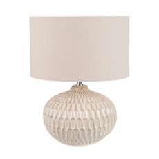 Cassius Warm Textured Glazed Ceramic Table Lamp with Shade