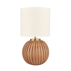 Ezekiel Natural Terracotta Textured Ball Table Lamp & Shade