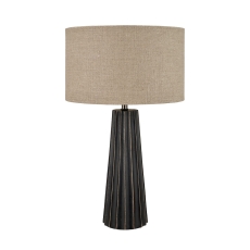 Draydon Black Wash Mango Wood Cone Table Lamp with Shade