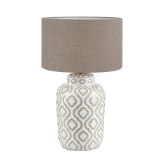 Celia Taupe & White Ceramic Table Lamp with Shade
