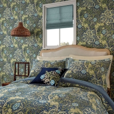 Morris Seaweed Cushion 50X50cm Cobalt/Thyme