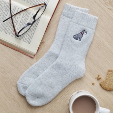 Dog Walker Socks Grey Schnauzer