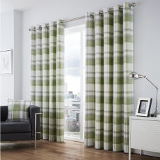 Fusion Balmoral Eyelet Headed Curtains Lined Green