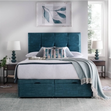 Willow 1000 Double 135cm End Lift Ottoman Bed With 54" Headboard Heritage Peacock