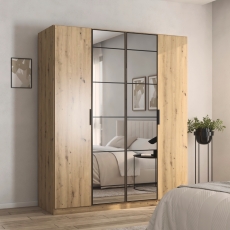 Ashfield 4 Door 2 Mirror Wardrobe Artisan Oak
