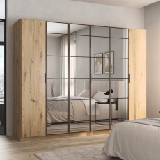 Ashfield 6 Door 4 Mirror Wardrobe Artisan Oak