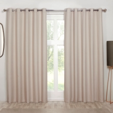 Cosmos Eyelet Headed Curtains Lined Natural