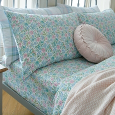 Laura Ashley Sherston Floral Fitted Sheet Powder Blue