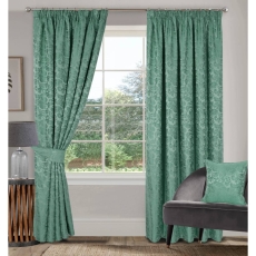 Buckingham Pencil Headed Curtains Lined Green