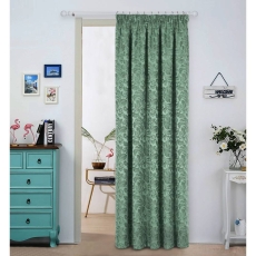 Buckingham Pencil Headed Door Curtain 168cm x 213cm Green