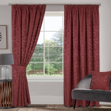 Buckingham Pencil Headed Curtains Lined Wine