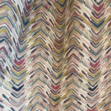 1x Pair Wave Headed Curtains in Medley Pastel Fabric 2 widths x 110cm