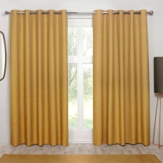 Cosmos Eyelet Headed Curtains Lined Green