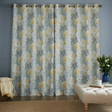 Laura Ashley Bernwood Eyelet Headed Curtains Lined Ochre Yellow