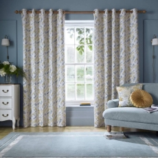 Laura Ashley Longston Sprig Eyelet Headed Curtains Lined Ochre Yello