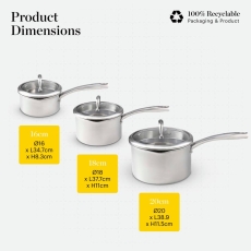 Good Food Tri-Ply 3 Piece Saucepan Set