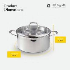 Good Food Tri-Ply 24cm Casserole With Lid
