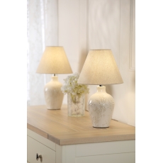 Laura Ashley Pussywillow Table Lamp in Cream Ceramic and Polished Chrome