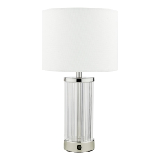 Enrico Rechargeable Table Lamp in Polished Nickel and Glass with shade