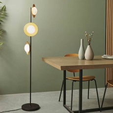 Linear Floor Light Gold, Bronze & Opal Glass