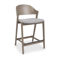 Vigo Bar Stool Grey Fabric Grey Oiled Oak