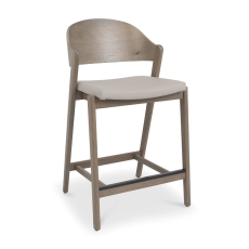 Vigo Bar Stool Grey Bonded Leather Grey Oiled Oak