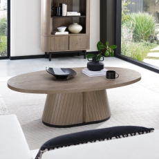 Vigo Oval Coffee Table Grey Oiled Oak