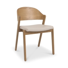 Vigo Dining Chair Ivory Bonded Leather Rustic Oak