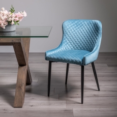 Rustic Cezanne Dining Chair Petrol Blue Velvet