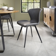 Rustic Garcia Dining Chair Dark Grey Faux Leather