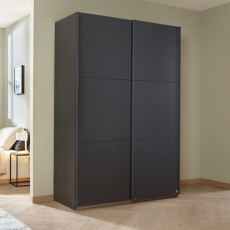 Spirea 2 Door Sliding Wardrobe W131cm Metallic Grey With Metallic Grey Handles