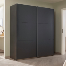 Spirea 2 Door Sliding Wardrobe W175cm Metallic Grey With Metallic Grey Handles