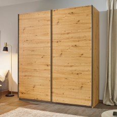 Spirea 2 Door Sliding Wardrobe W175cm Artisan Oak With Metallic Grey Handles