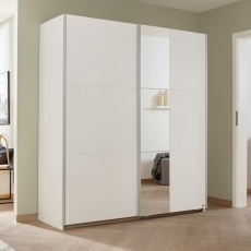 Spirea 2 Door (1 Mirror) Sliding Wardrobe W175cm Alpine White With Aluminium Handles