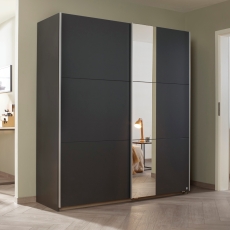 Spirea 2 Door (1 Mirror) Sliding Wardrobe W175cm Metallic Grey With Aluminium Handles