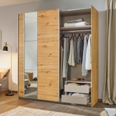 Spirea 2 Door (1 Mirror) Sliding Wardrobe W175cm Artisan Oak With Aluminium Handles