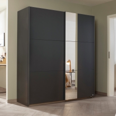 Spirea 2 Door (1 Mirror) Sliding Wardrobe W175cm Metallic Grey With Metallic Grey Handles
