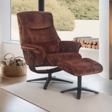 Harvey Swivel Recliner and Footstool Brandy Fabric