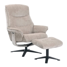 Harvey Swivel Recliner and Footstool Husk Fabric