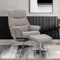 Harvey Swivel Recliner and Footstool Platinum Full Leather