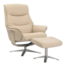 Harvey Swivel Recliner and Footstool Cafe Latte Leather