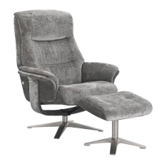 Harvey Swivel Recliner and Footstool Wishing Well Fabric