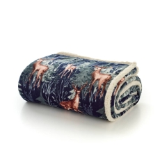 Deyongs Stag Sherpa Throw 140cm x 180cm Navy