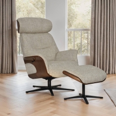 Wade Swivel Recliner & Footstool Oatmeal