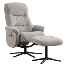 Nero Swivel Recliner and Footstool Cloud
